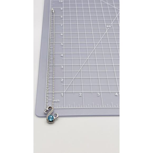 Designer JWBR Silver 925 Blue Topaz Moissanaite Heart Pendant Twist Rope Chain - Picture 5 of 10